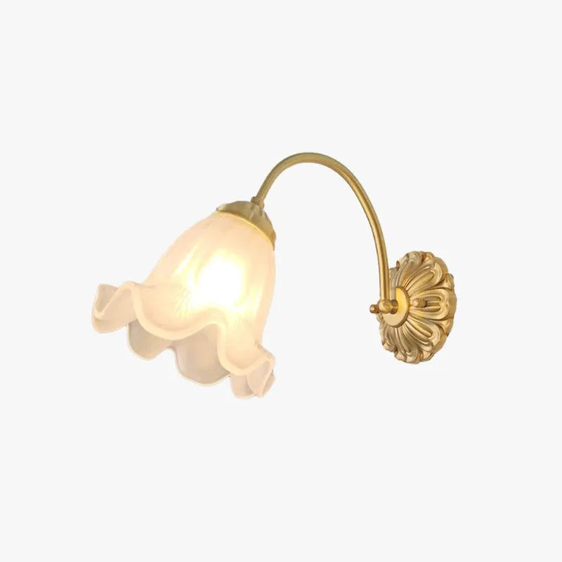 Arisha Retro LED Indoor Wall Lamp Gold Glass Flower-shaped Design Bedroom - Neutralighting