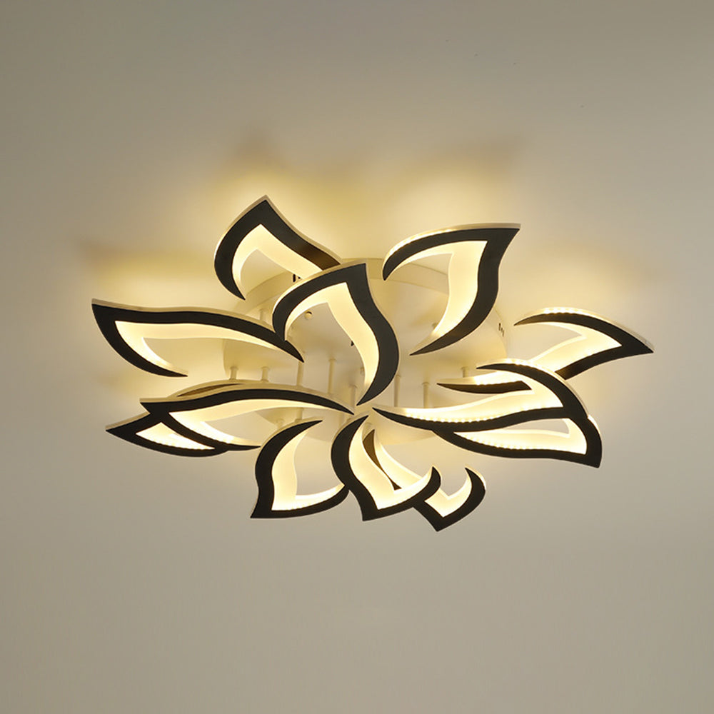 Arisha Elegant Flower Flush Mount Ceiling Light, White/Black - Neutralighting