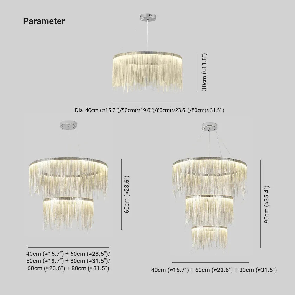 Arisha Tassel Chain Art Deco Pendant Light Silver/Gold Living Room/Hall - Neutralighting