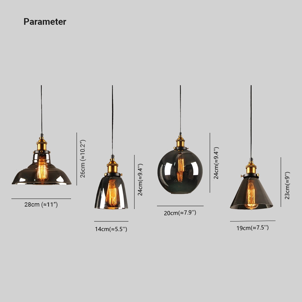 June Industrial Glass Pendant Light Clear/Amber/Smoke Grey - Neutralighting