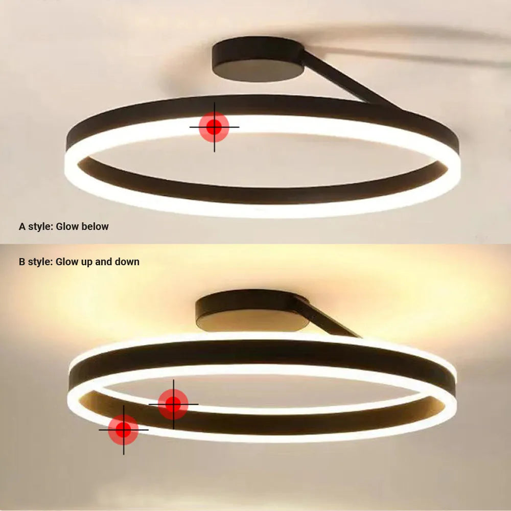 Solen Modern Circle Flush Mount Ceiling Light, Black & White - Neutralighting