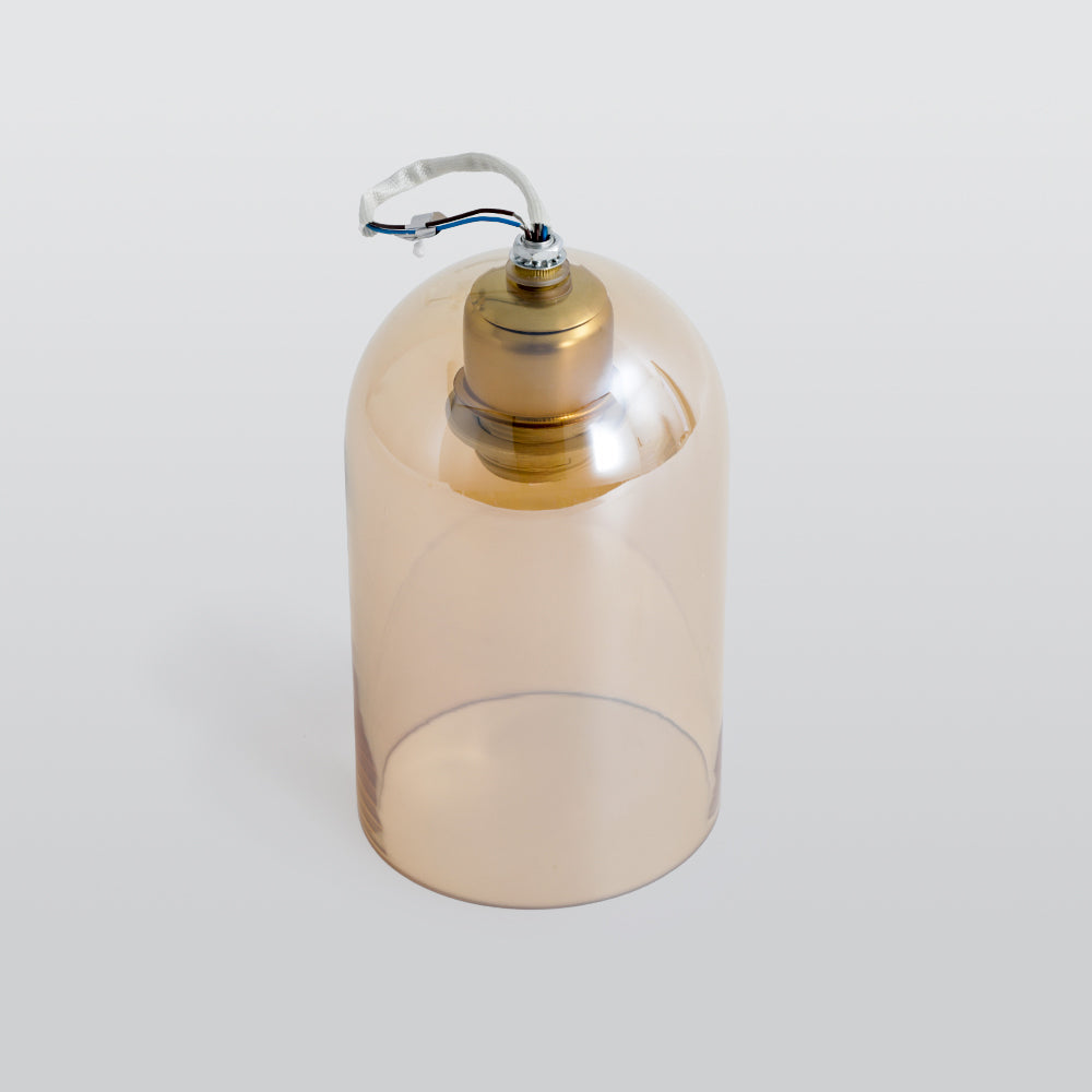 Valentina Modern Cylinder Semi-Flush Mount Clear Glass Ceiling Light, Cognac/Grey - Neutralighting