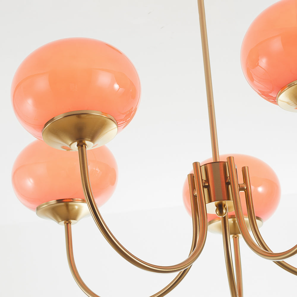 Valentina Retro Art Deco Globe Chandelier, White/Pink/Beige - Neutralighting
