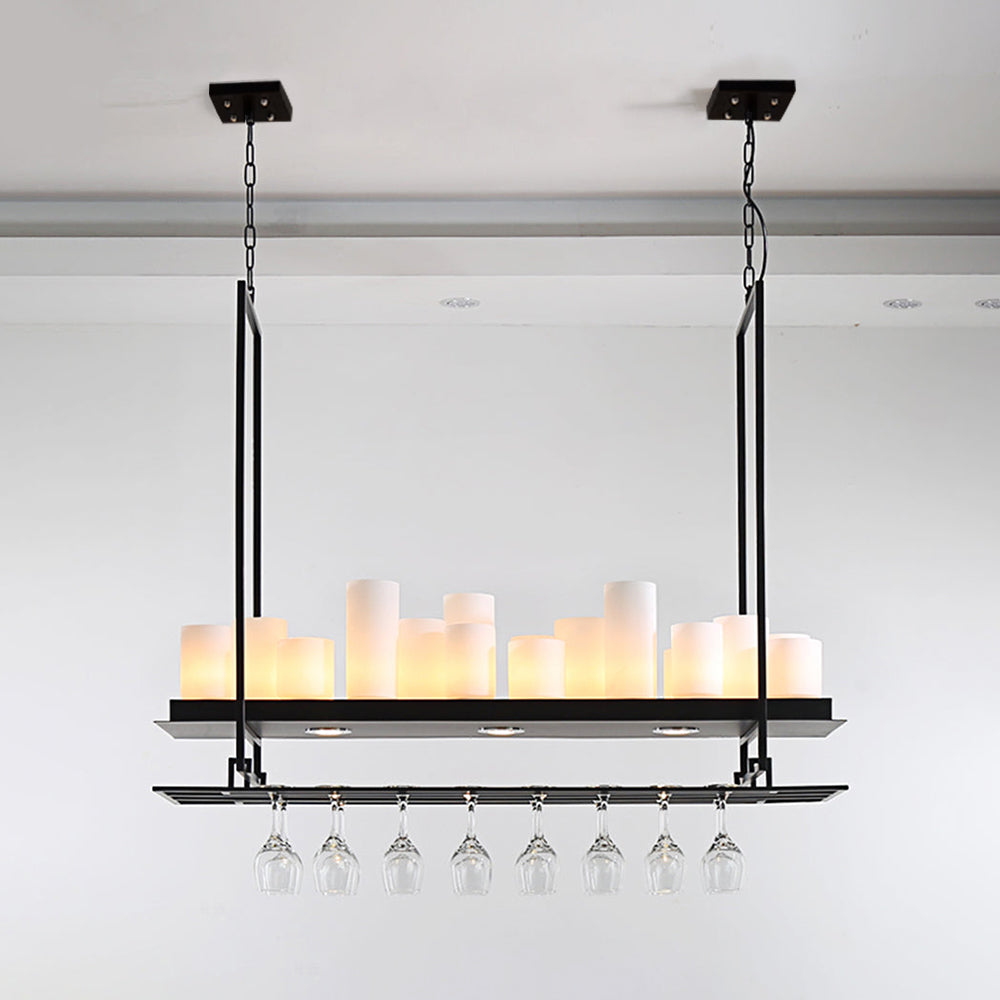 Austin Candle Black Chandeliers for Kitchen Island, Wine Glass Holder - Neutralighting