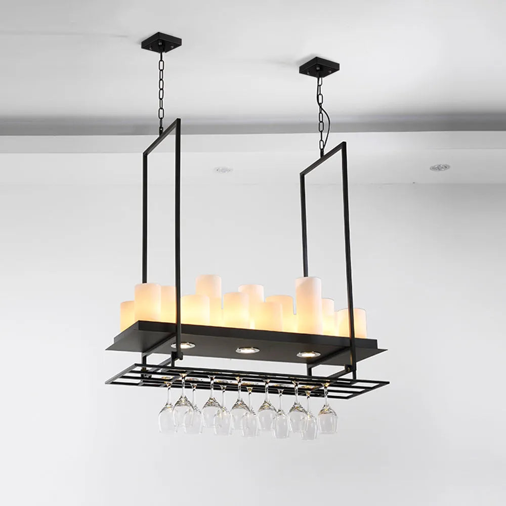 Austin Candle Black Chandeliers for Kitchen Island, Wine Glass Holder - Neutralighting
