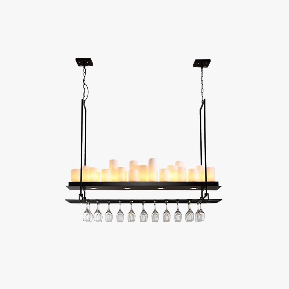 Austin Candle Black Chandeliers for Kitchen Island, Wine Glass Holder - Neutralighting