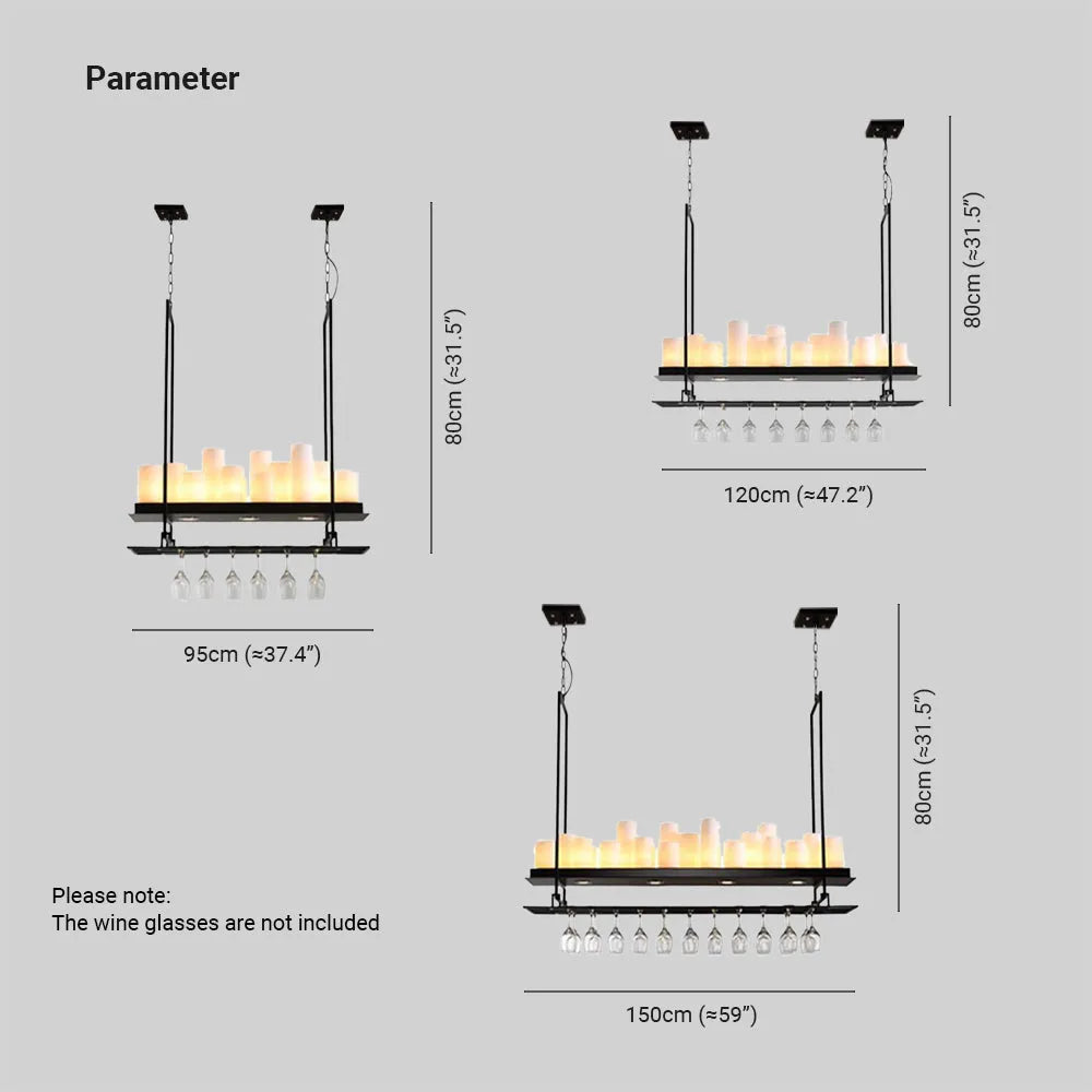 Austin Candle Black Chandeliers for Kitchen Island, Wine Glass Holder - Neutralighting