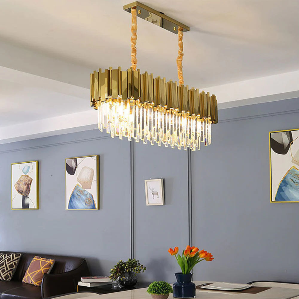 Kristy Nordic Postmodern Luxury Gold Crystal Chandelier for Dining Room & Living Room - Neutralighting
