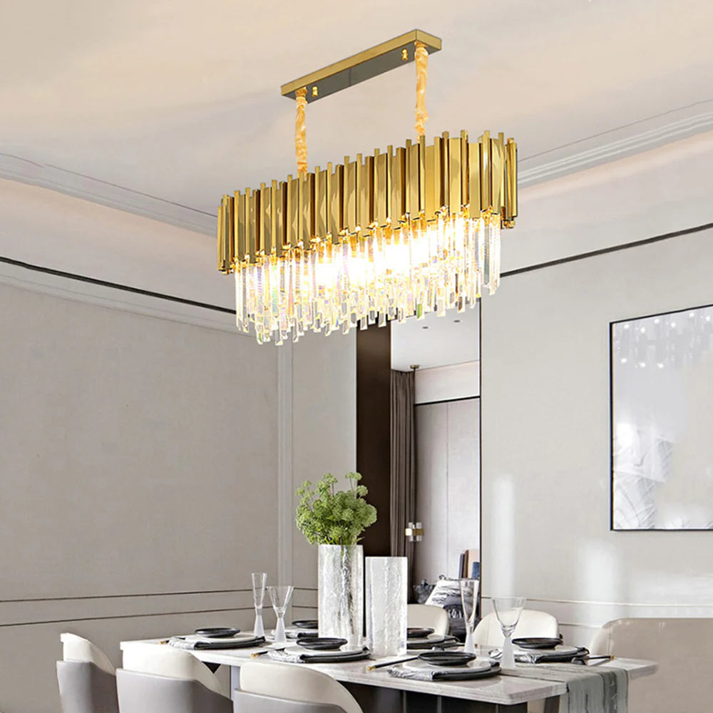 Kristy Nordic Postmodern Luxury Gold Crystal Chandelier for Dining Room & Living Room - Neutralighting