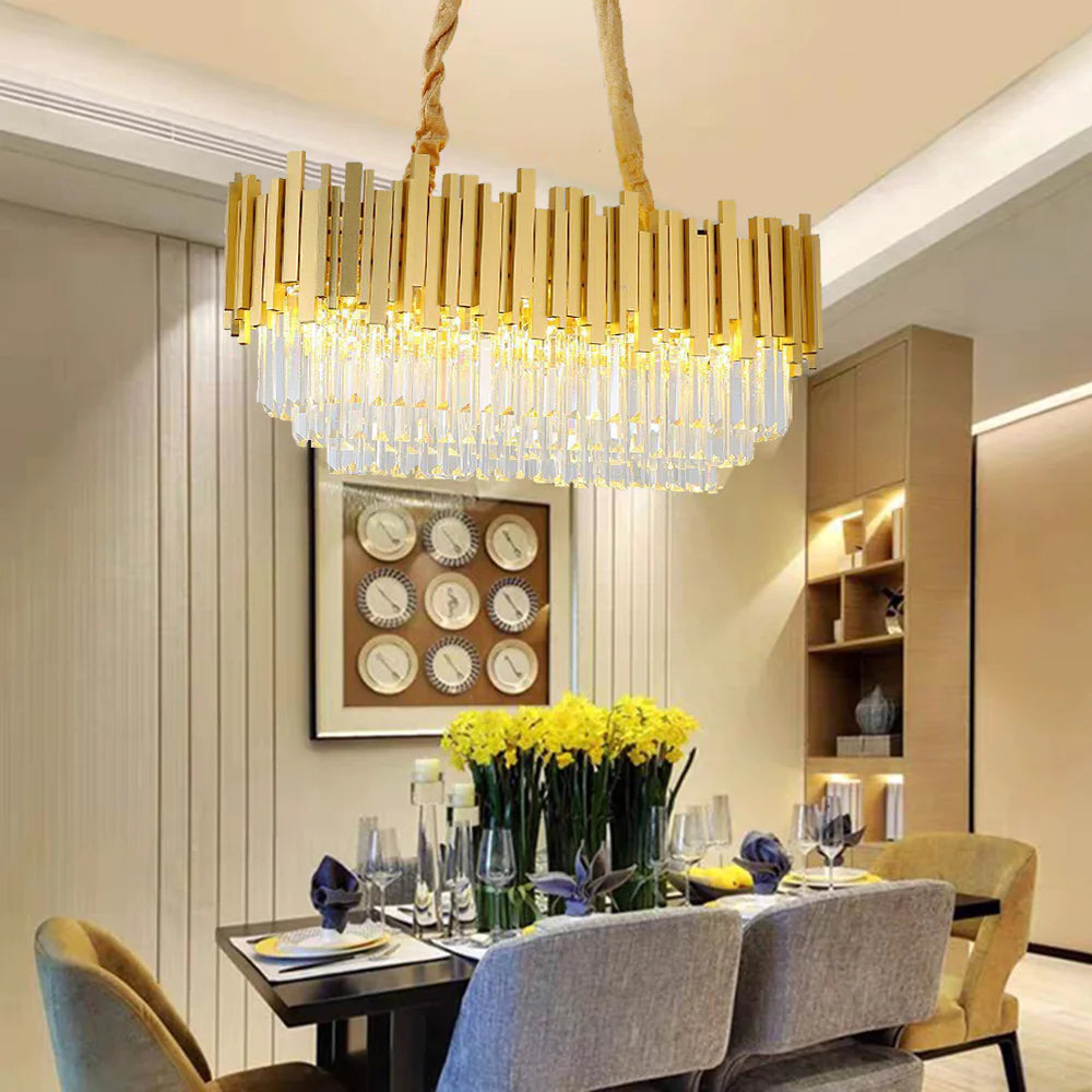 Kristy Nordic Postmodern Luxury Gold Crystal Chandelier for Dining Room & Living Room - Neutralighting