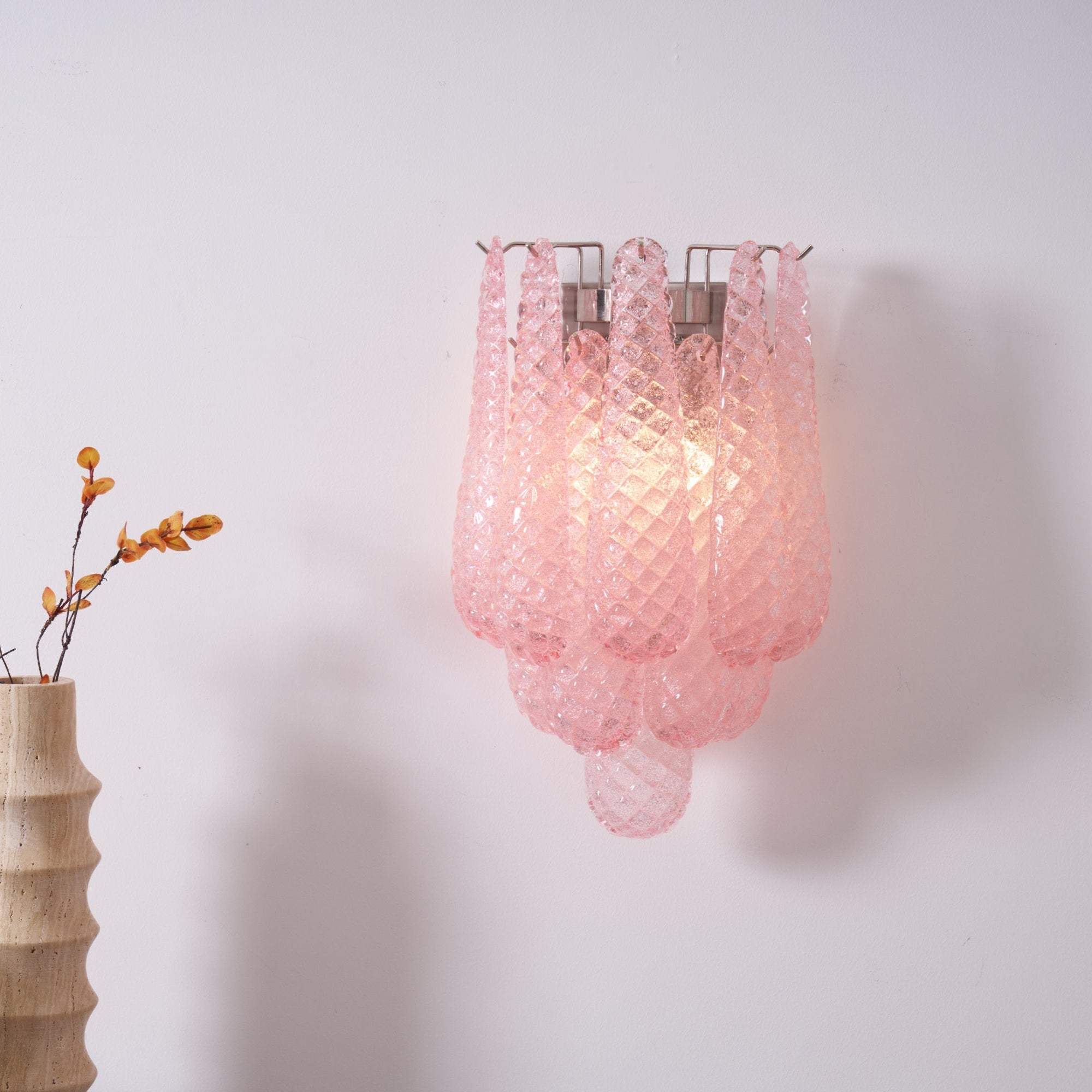 Aurora Wall Lamp Pink Teardrop Glass Floral Artistic - Neutralighting