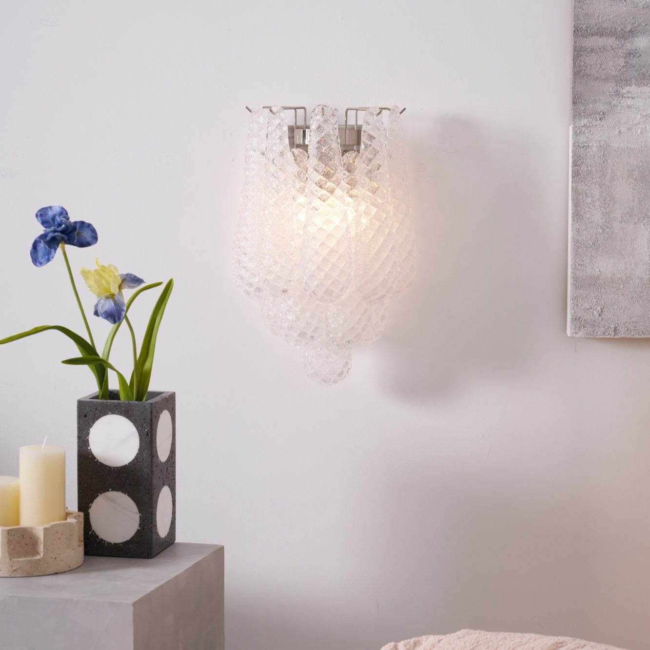 Aurora Wall Lamp Pink Teardrop Glass Floral Artistic - Neutralighting