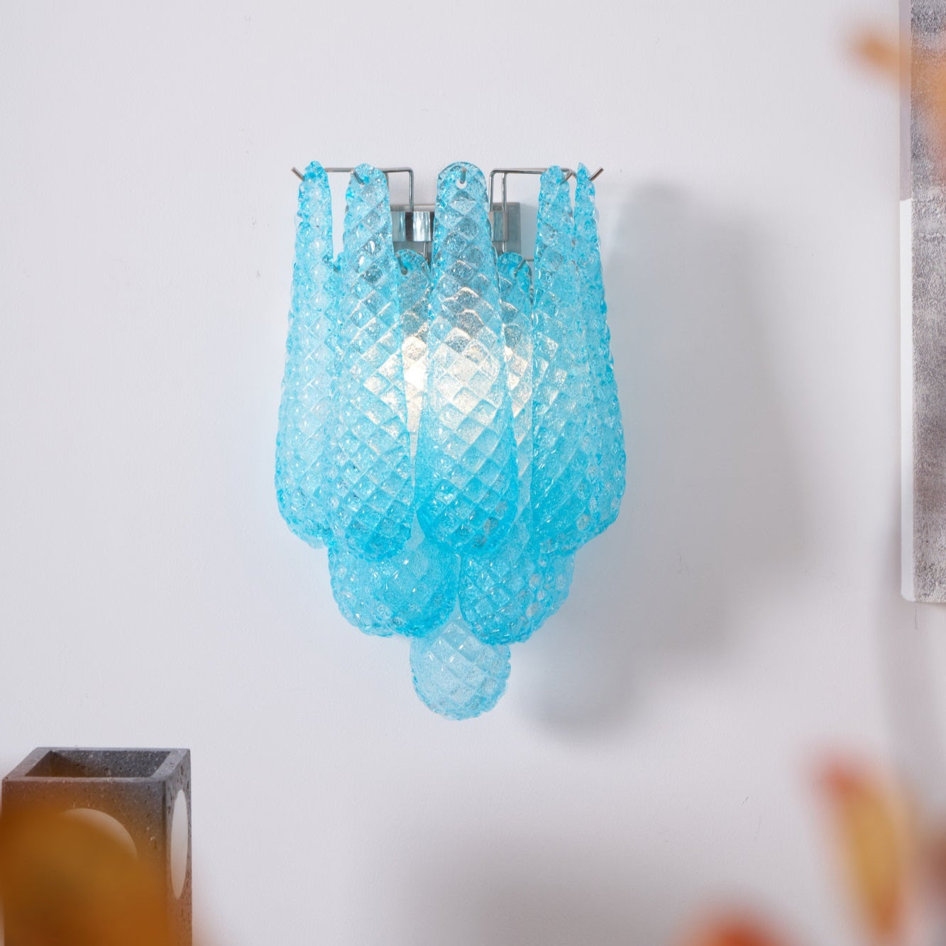 Aurora Wall Lamp Pink Teardrop Glass Floral Artistic - Neutralighting
