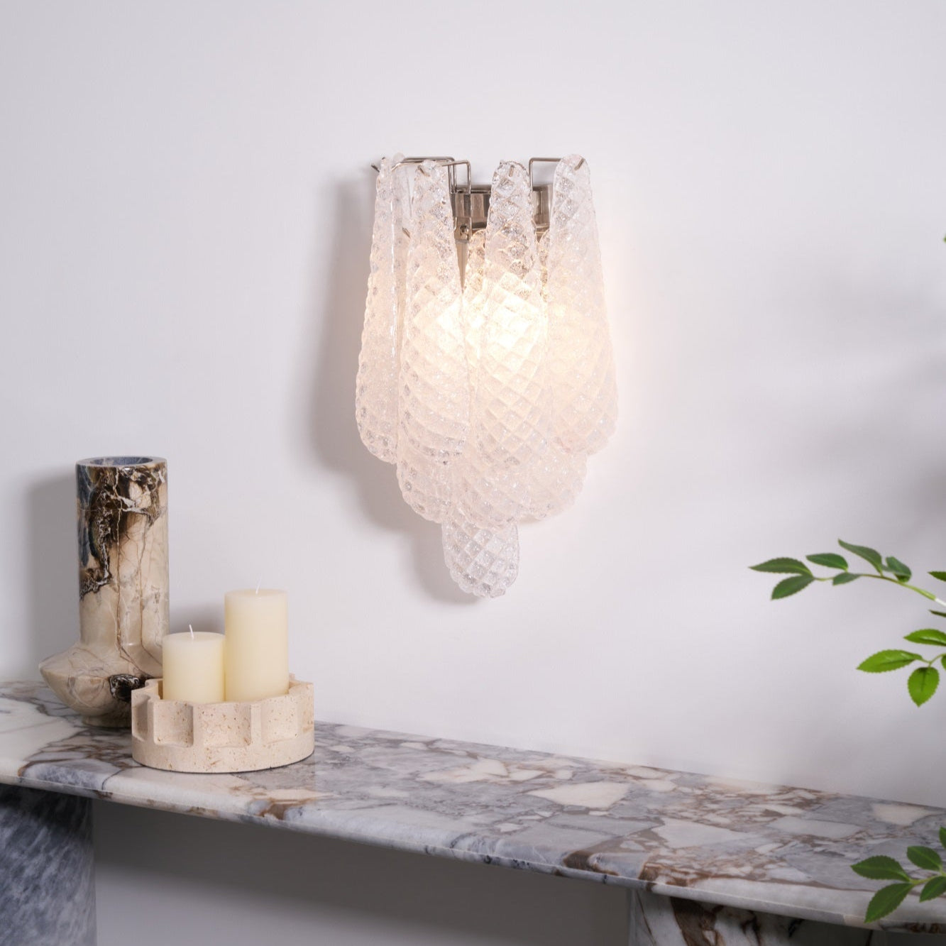 Aurora Wall Lamp Pink Teardrop Glass Floral Artistic - Neutralighting