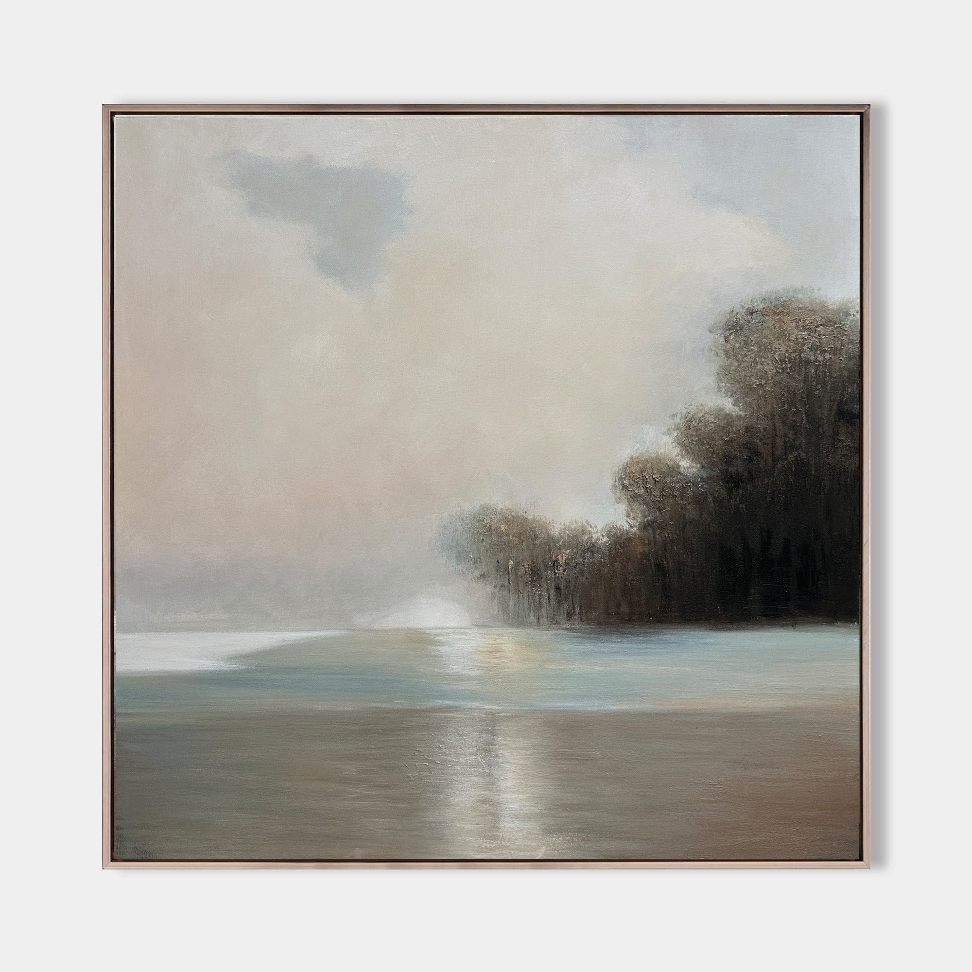 Serene Misty Lake Landscape Canvas Wall Art