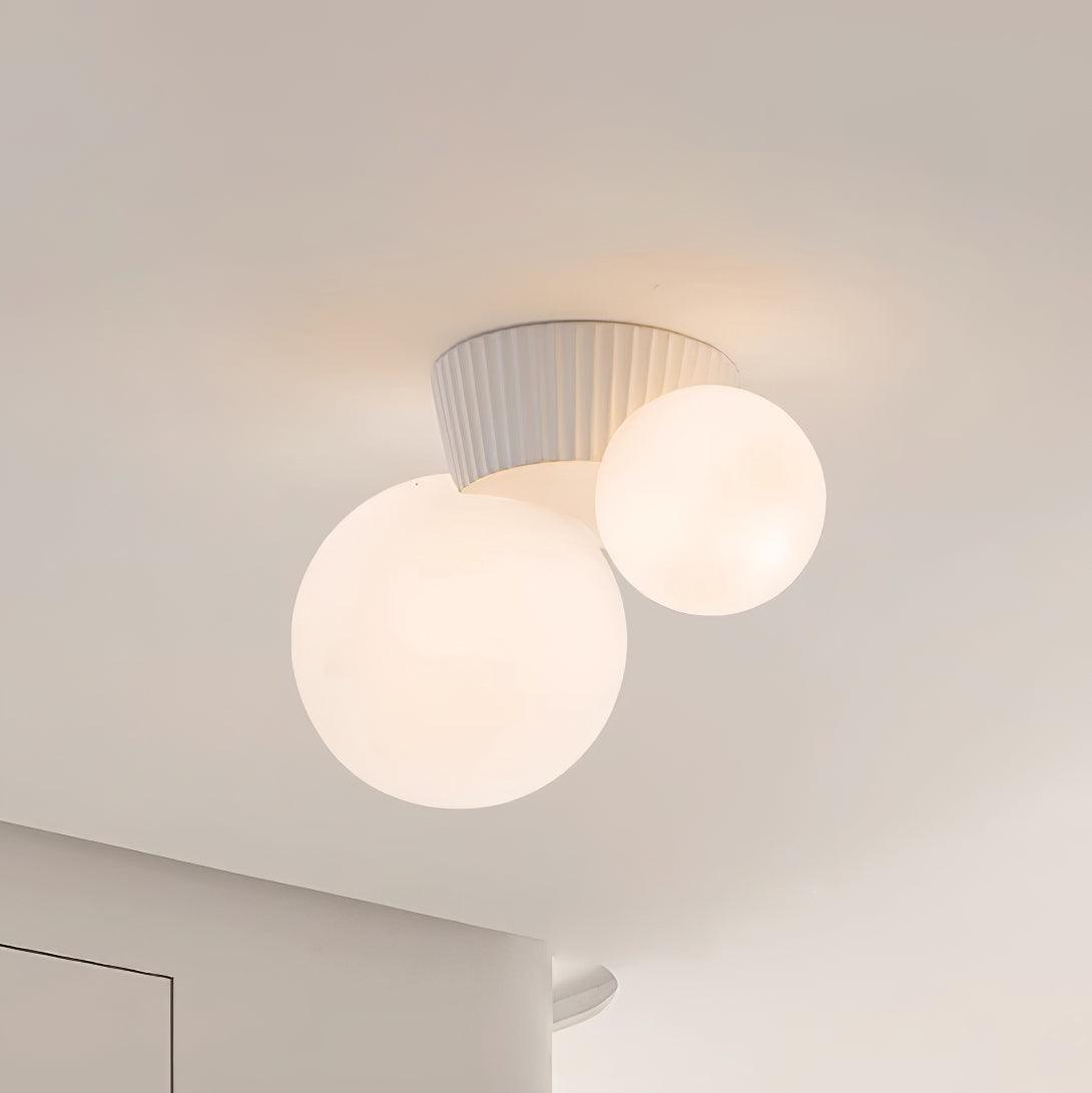 Ceiling Light Playful Asymmetry with Dual Frosted Glass Globes - Neutralighting