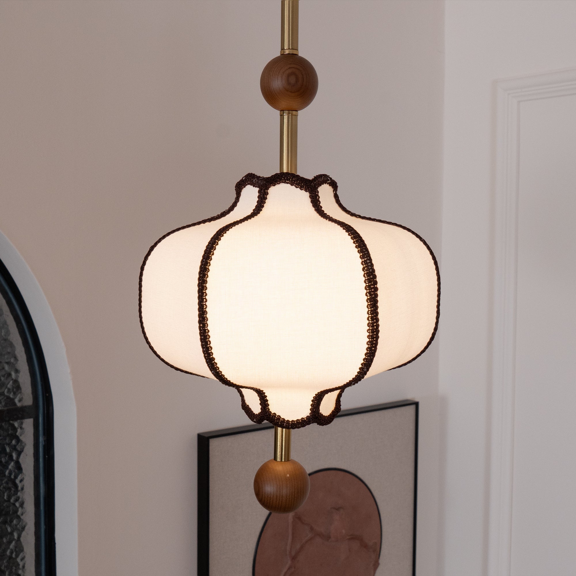 Aura Pendant Light Lantern Fabric - Neutralighting