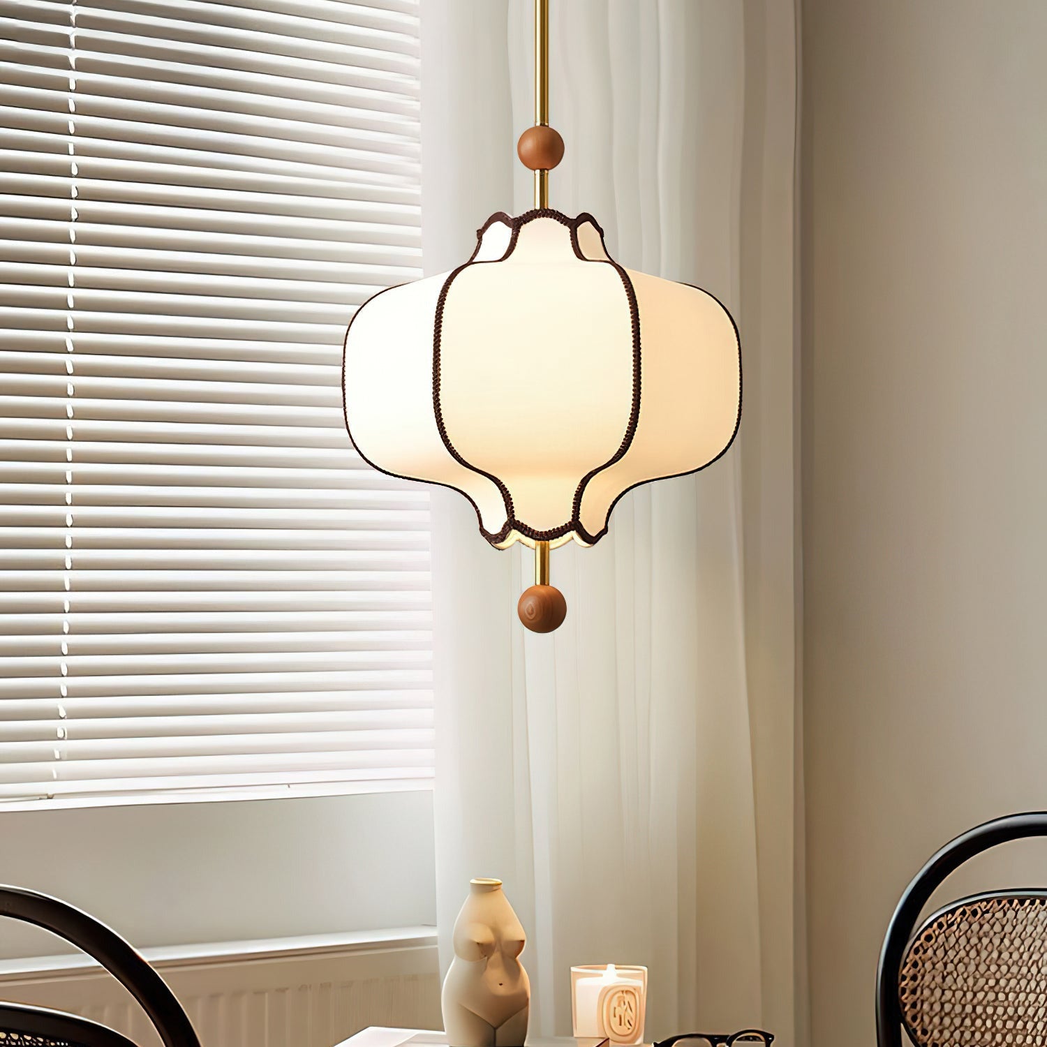 Aura Pendant Light Lantern Fabric - Neutralighting