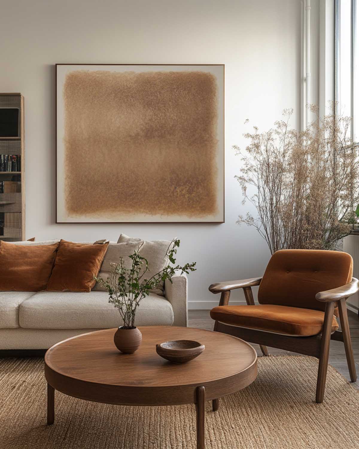Warm‑Brown‑Taupe Square Gradient Minimalist Abstract Textured Artwork