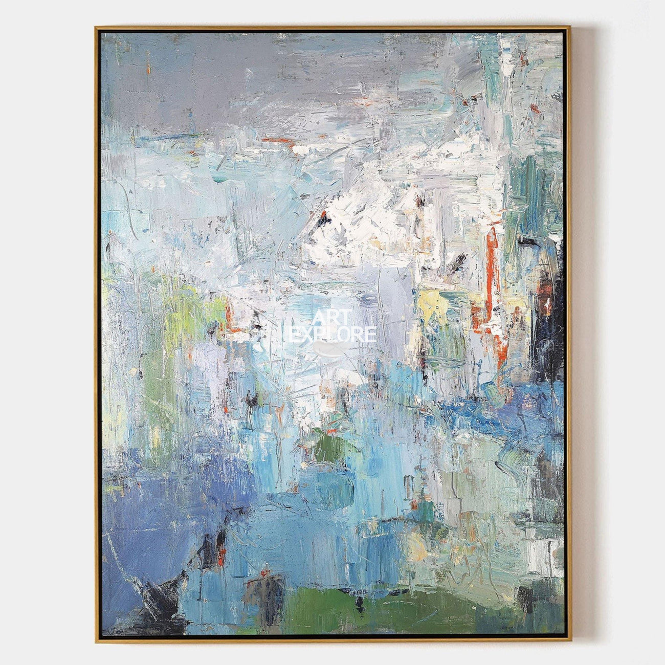 Abstract Blue Green Textured Canvas Wall Art