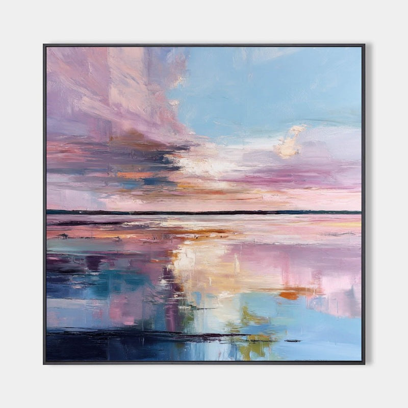 Pastel Sunset Lake Abstract Painting