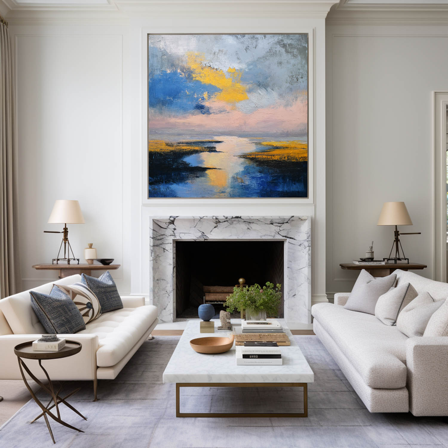 Abstract River Landscape Oil Painting