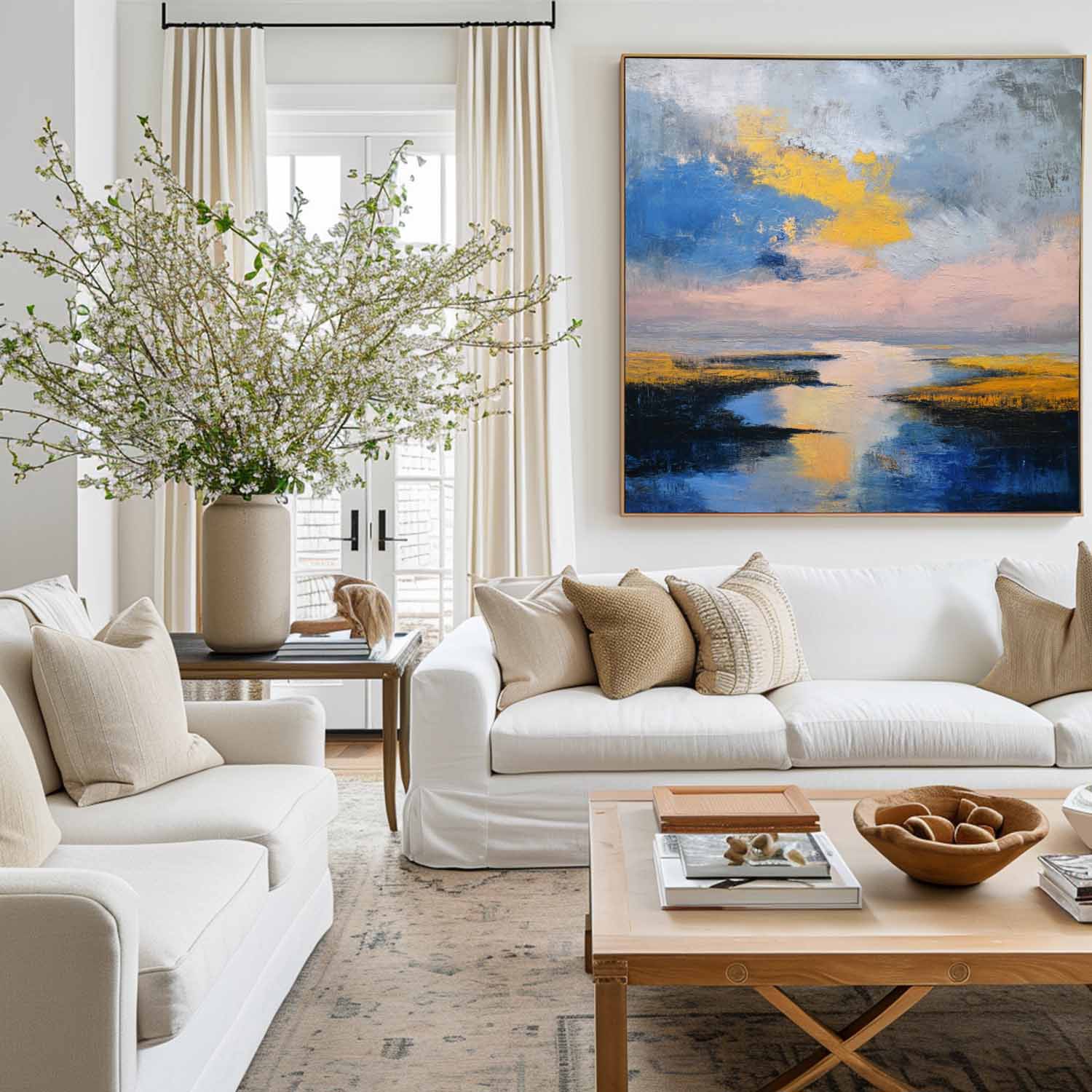 Abstract River Landscape Oil Painting