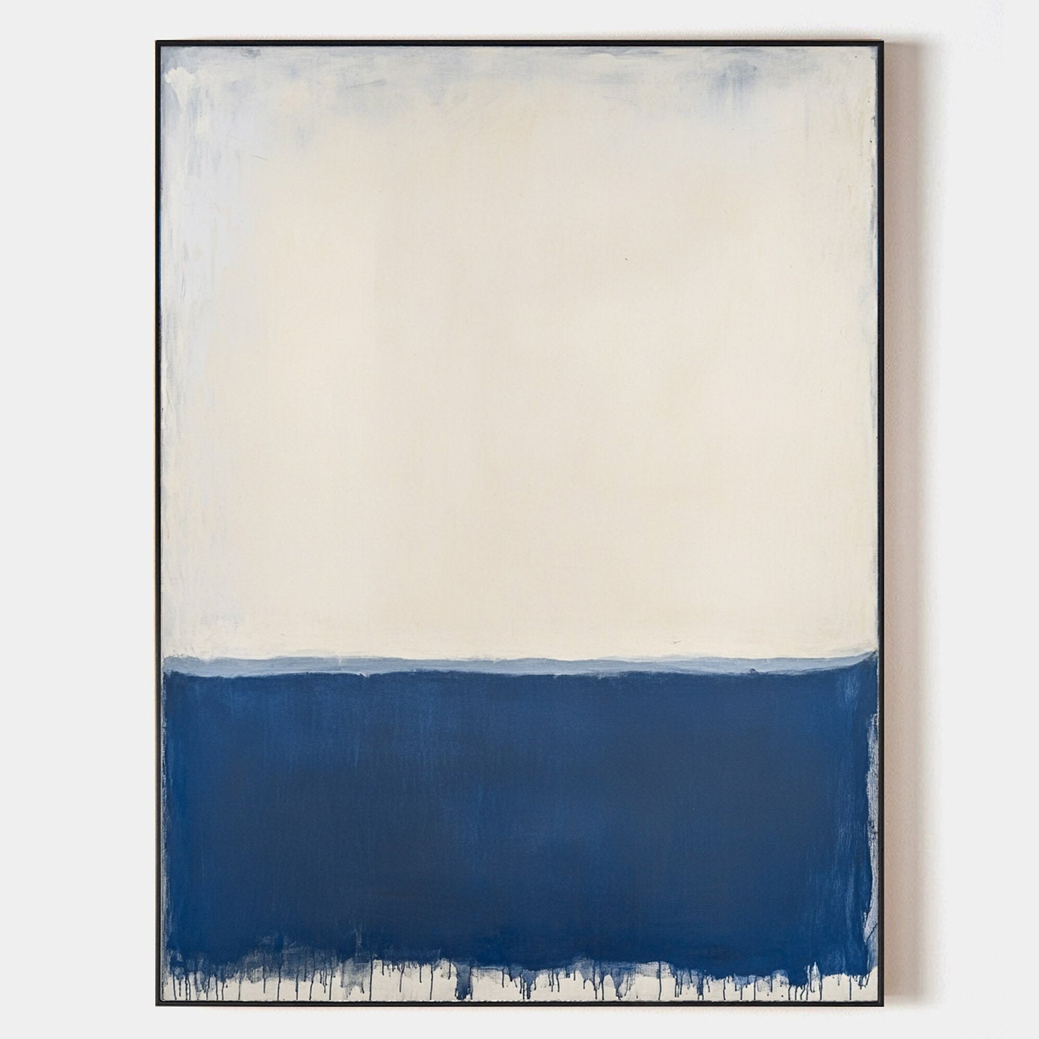 Cream‑Blue Tall Color‑Field Minimalist Artwork