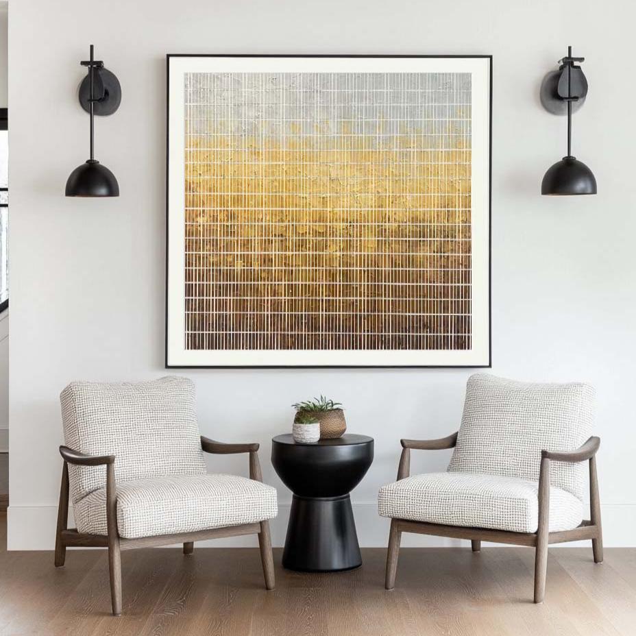 Gradient Grid Texture Square Abstract Canvas Art