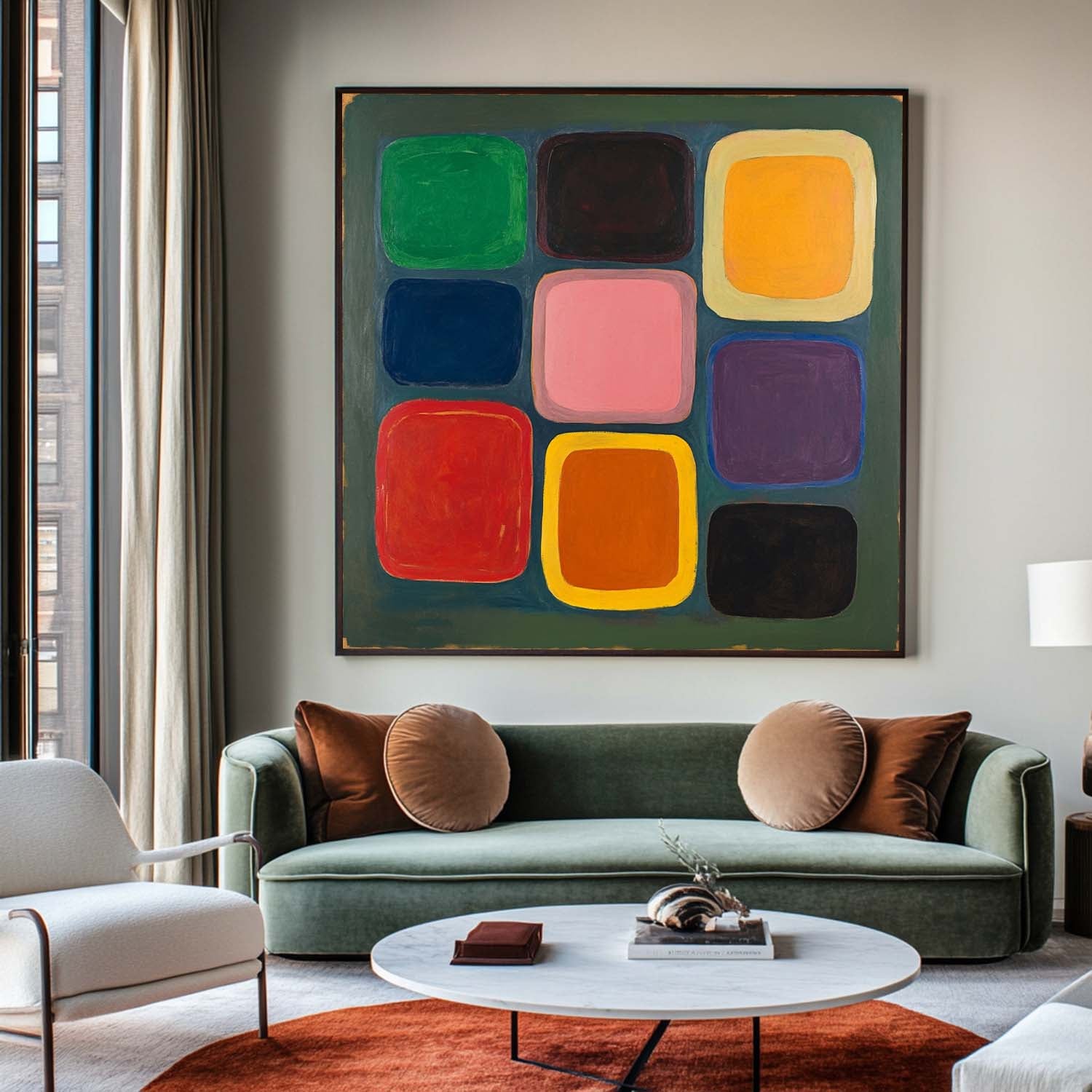 Multi‑Color Square Soft‑Edge Geometric‑Block Artwork