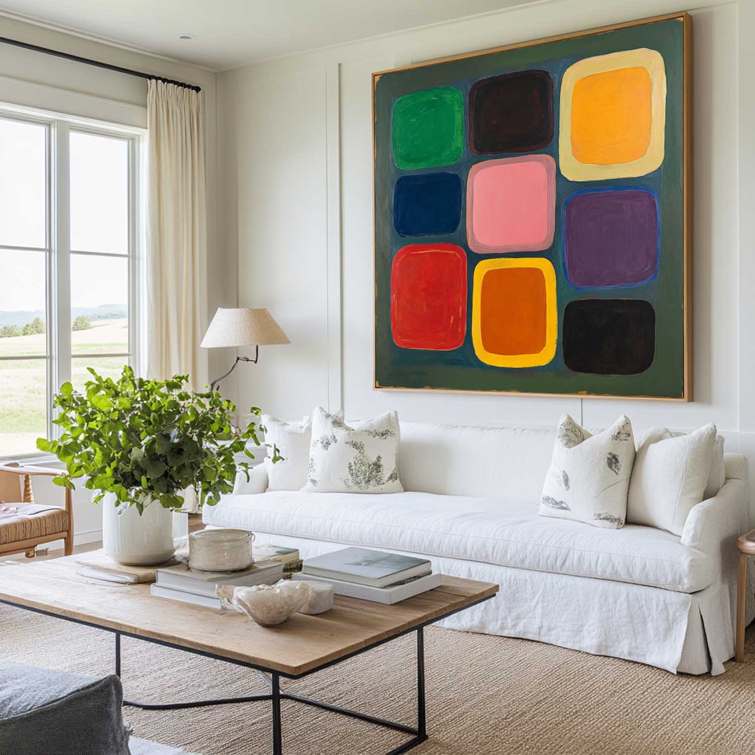 Multi‑Color Square Soft‑Edge Geometric‑Block Artwork