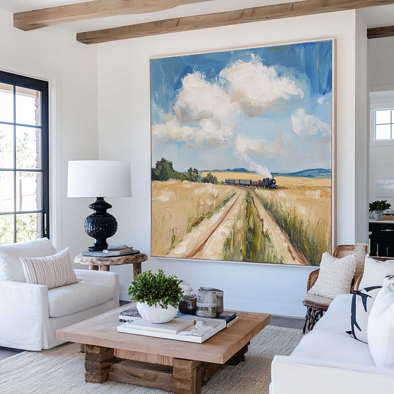 Golden Field Country Landscape Painting