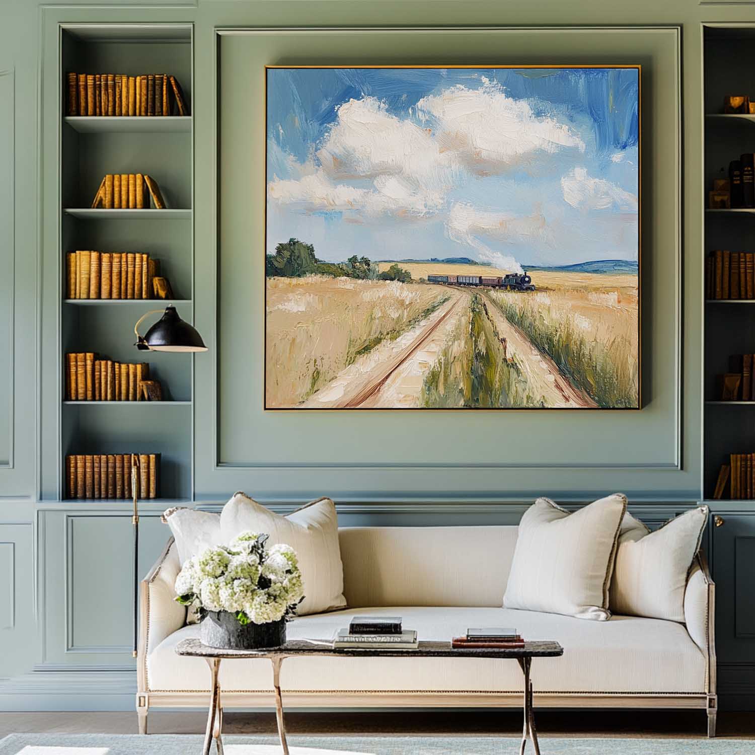 Golden Field Country Landscape Painting
