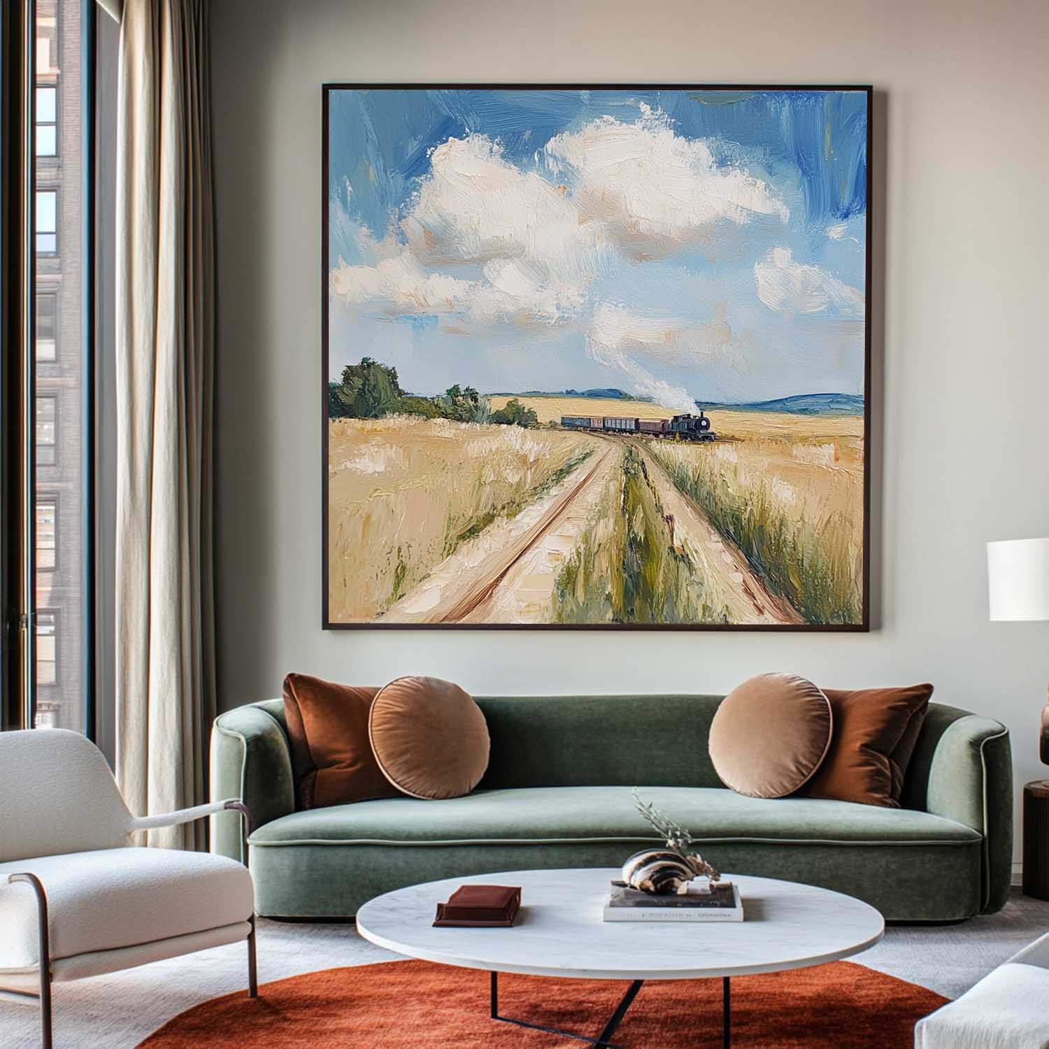Golden Field Country Landscape Painting