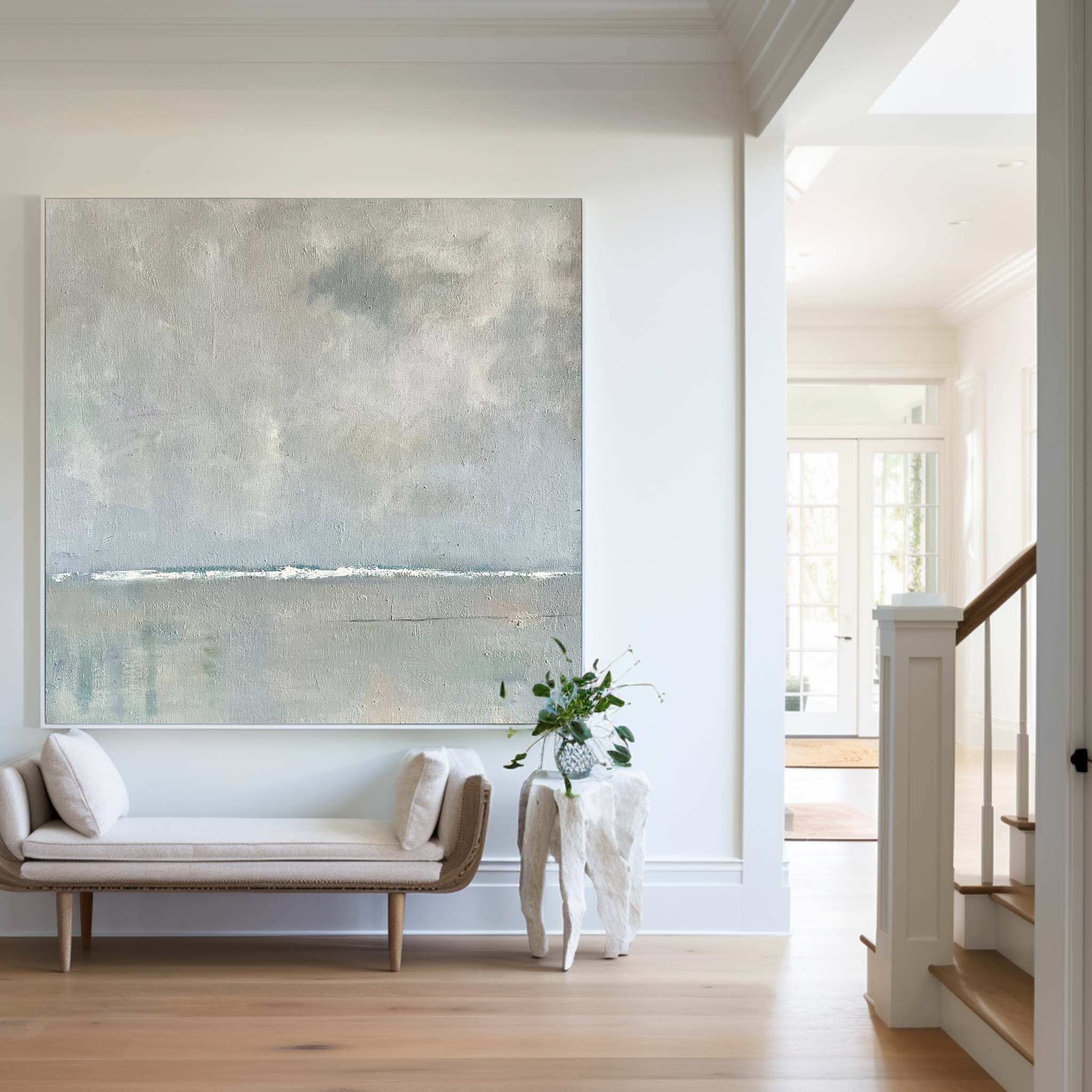 Soft Gray Coastal Seascape Minimalist Wall Art