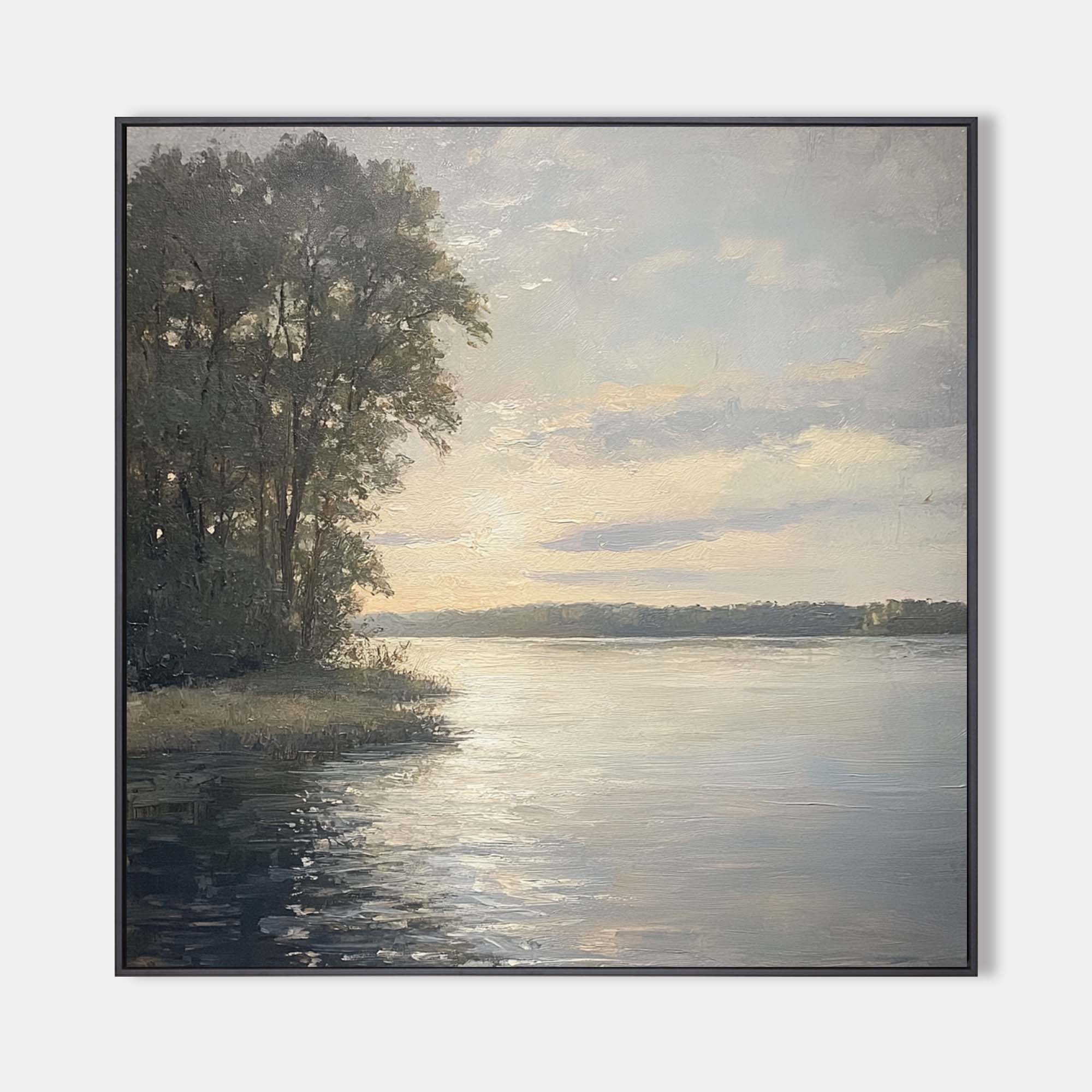 Tranquil Lakeside Sunset Landscape Wall Art