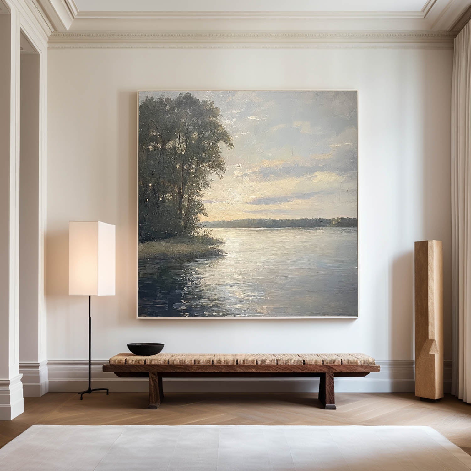 Tranquil Lakeside Sunset Landscape Wall Art