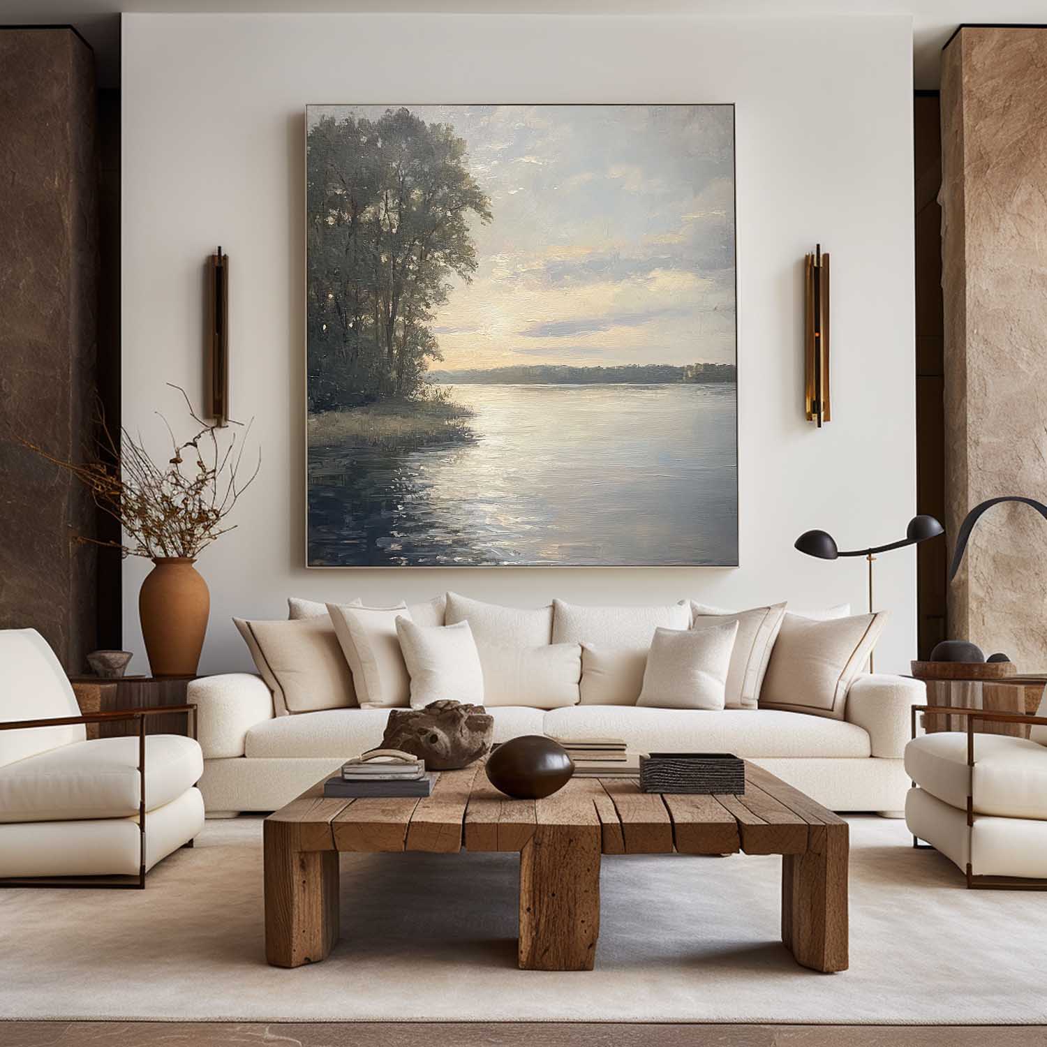 Tranquil Lakeside Sunset Landscape Wall Art