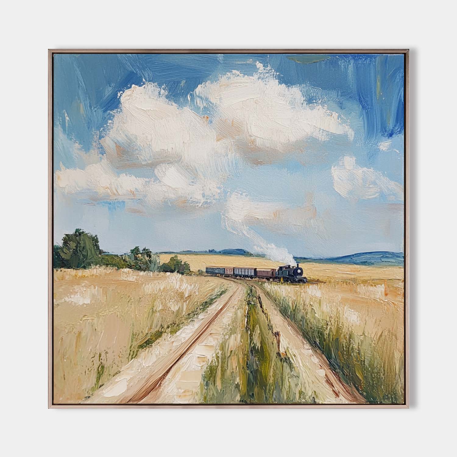 Golden Field Country Landscape Painting
