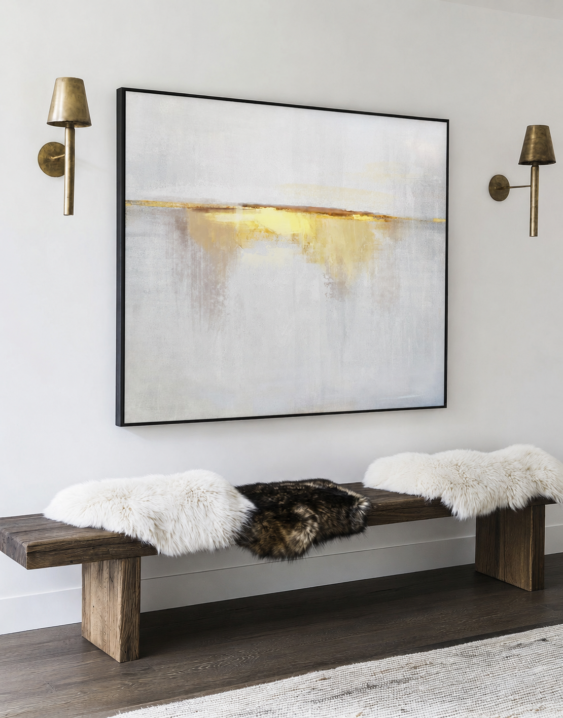 Golden Horizon Minimalist Abstract Textured Wall Art