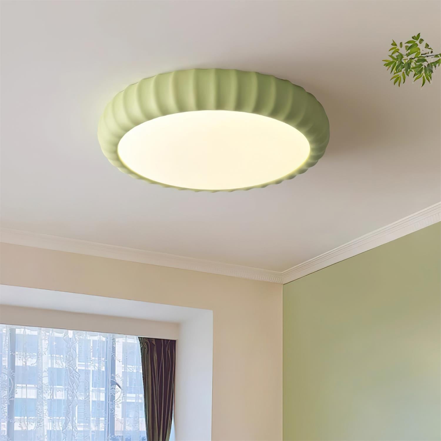 Ceiling Light Soft Green Resin Minimalist Flush Mount Modern - Neutralighting