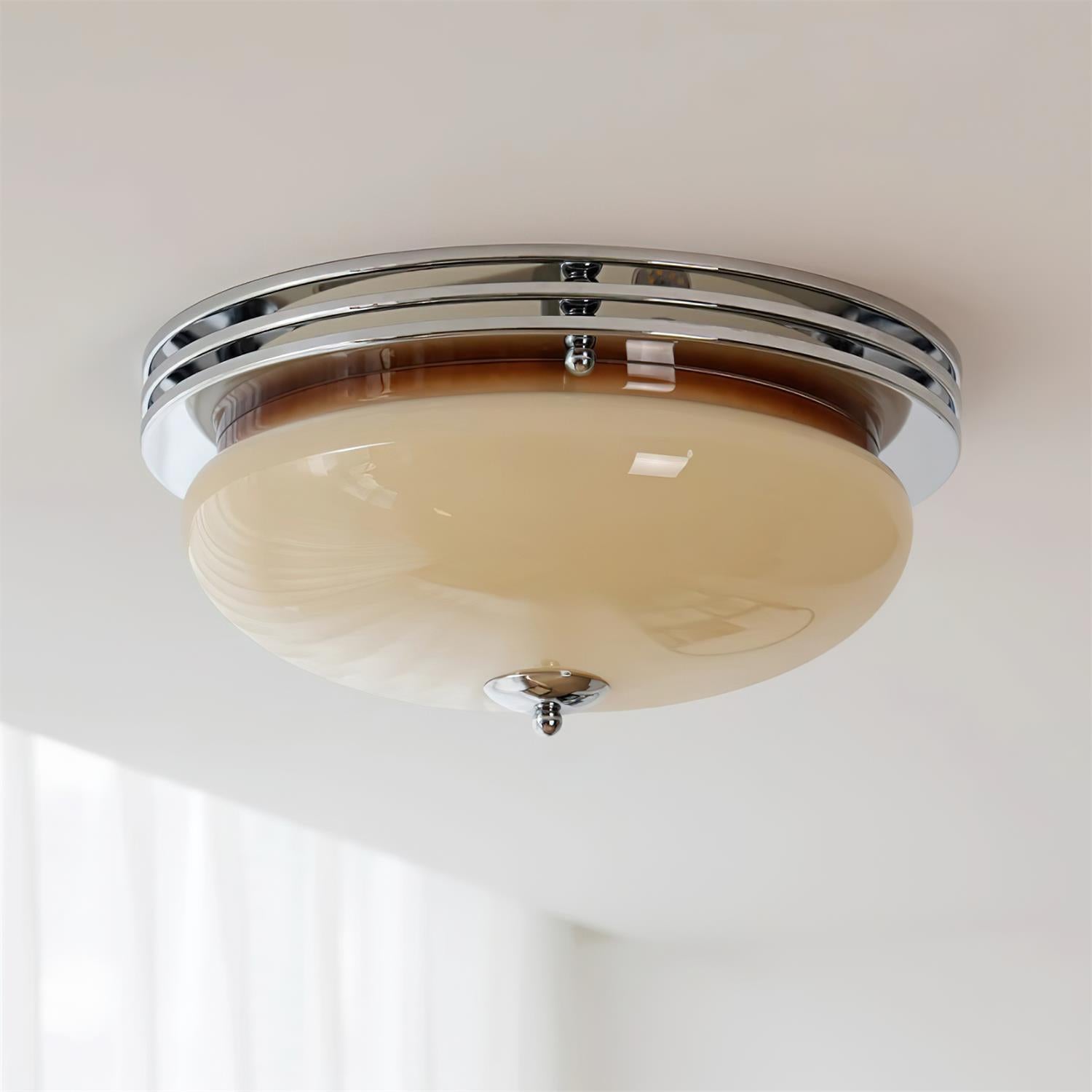 Ceiling Light Metal Canopy and Glass Shade Classic Round Modern - Neutralighting