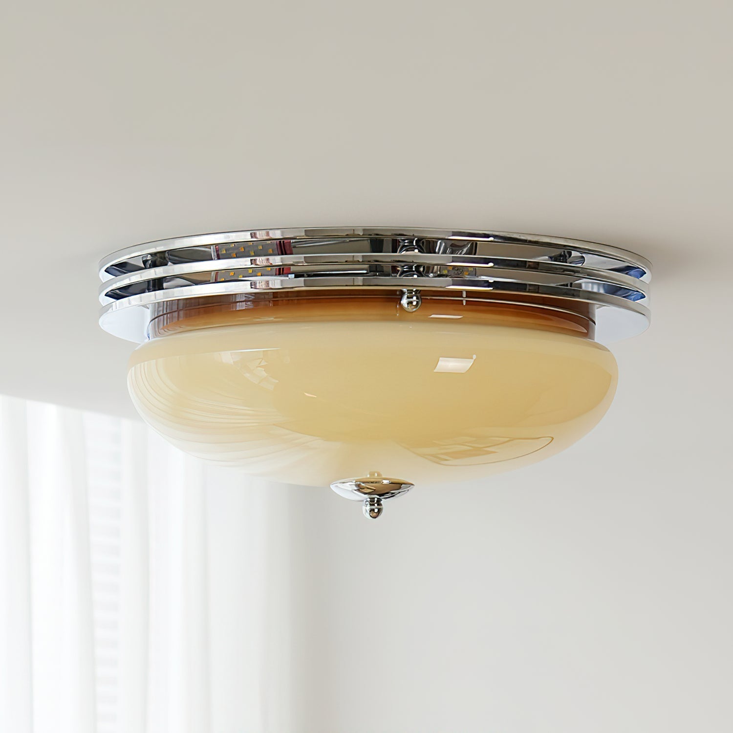 Ceiling Light Metal Canopy and Glass Shade Classic Round Modern - Neutralighting