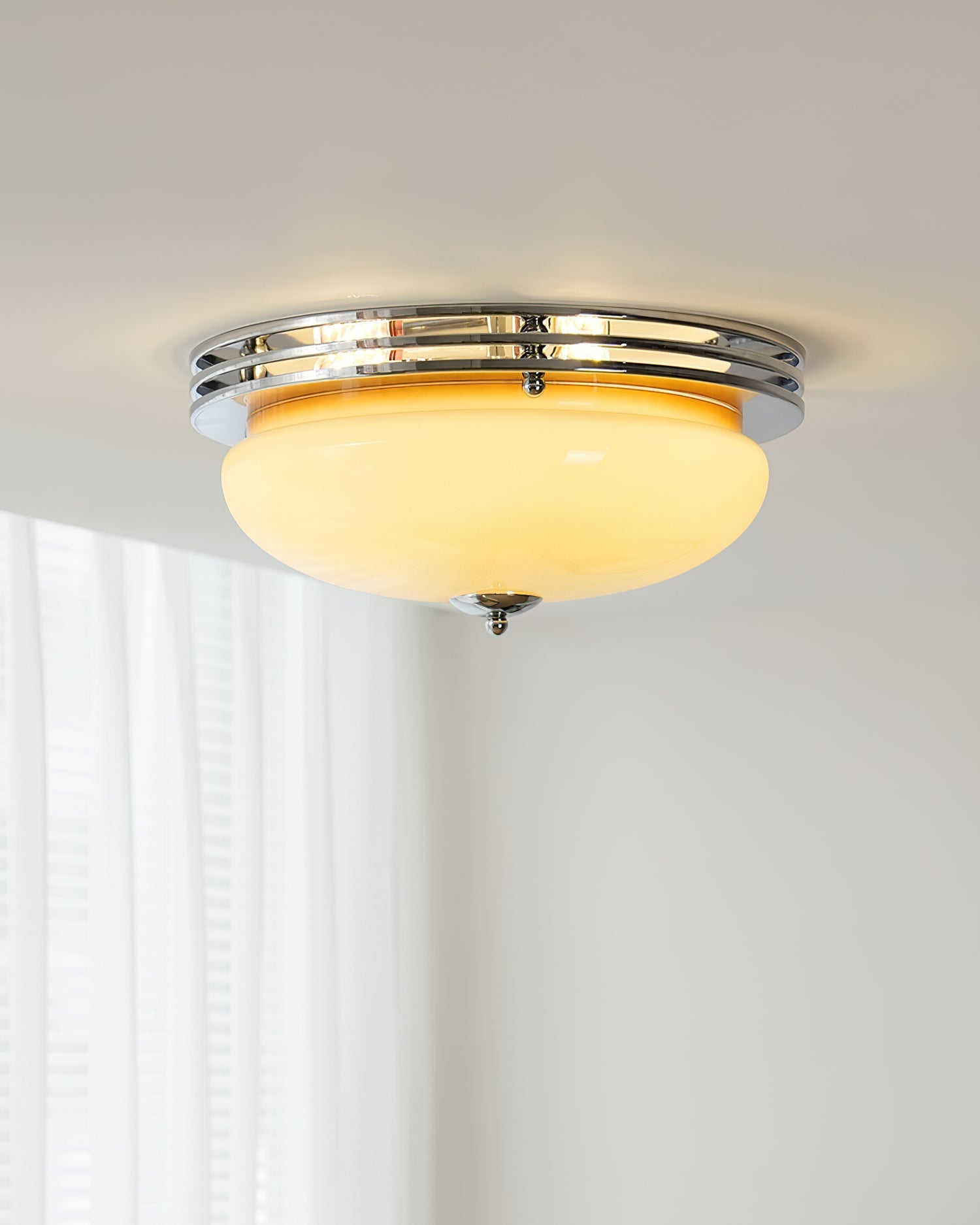 Ceiling Light Metal Canopy and Glass Shade Classic Round Modern - Neutralighting