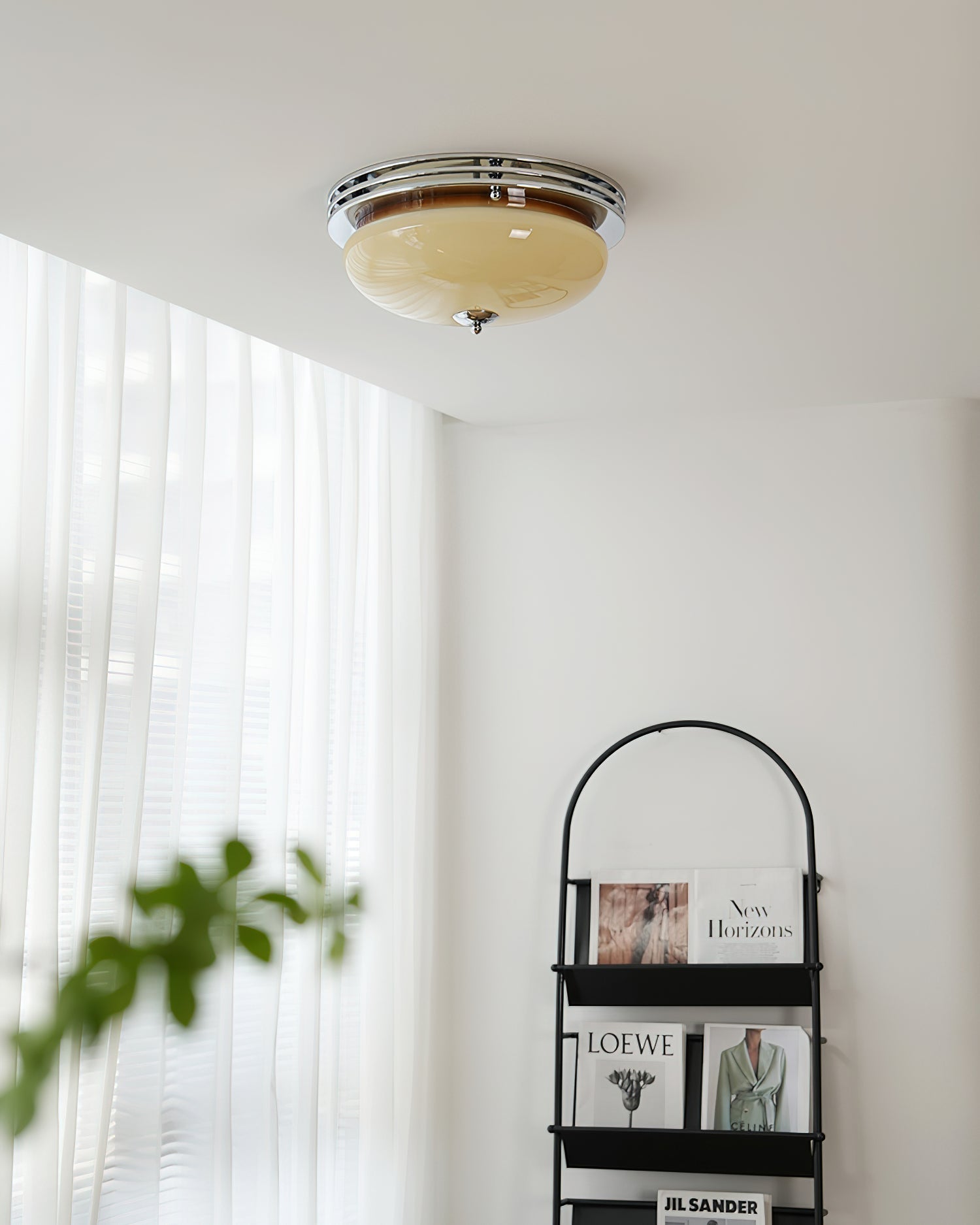 Ceiling Light Metal Canopy and Glass Shade Classic Round Modern - Neutralighting