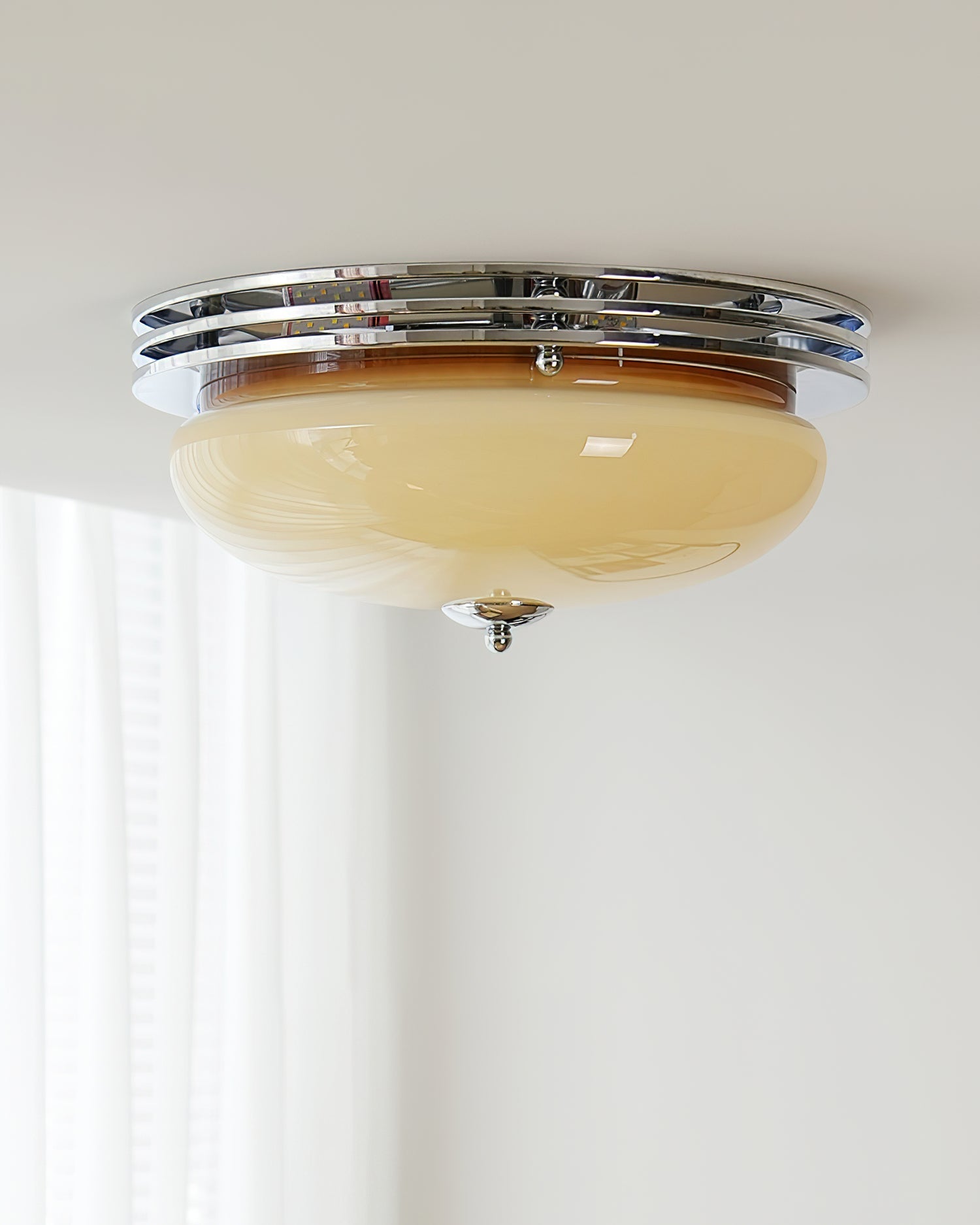 Ceiling Light Metal Canopy and Glass Shade Classic Round Modern - Neutralighting