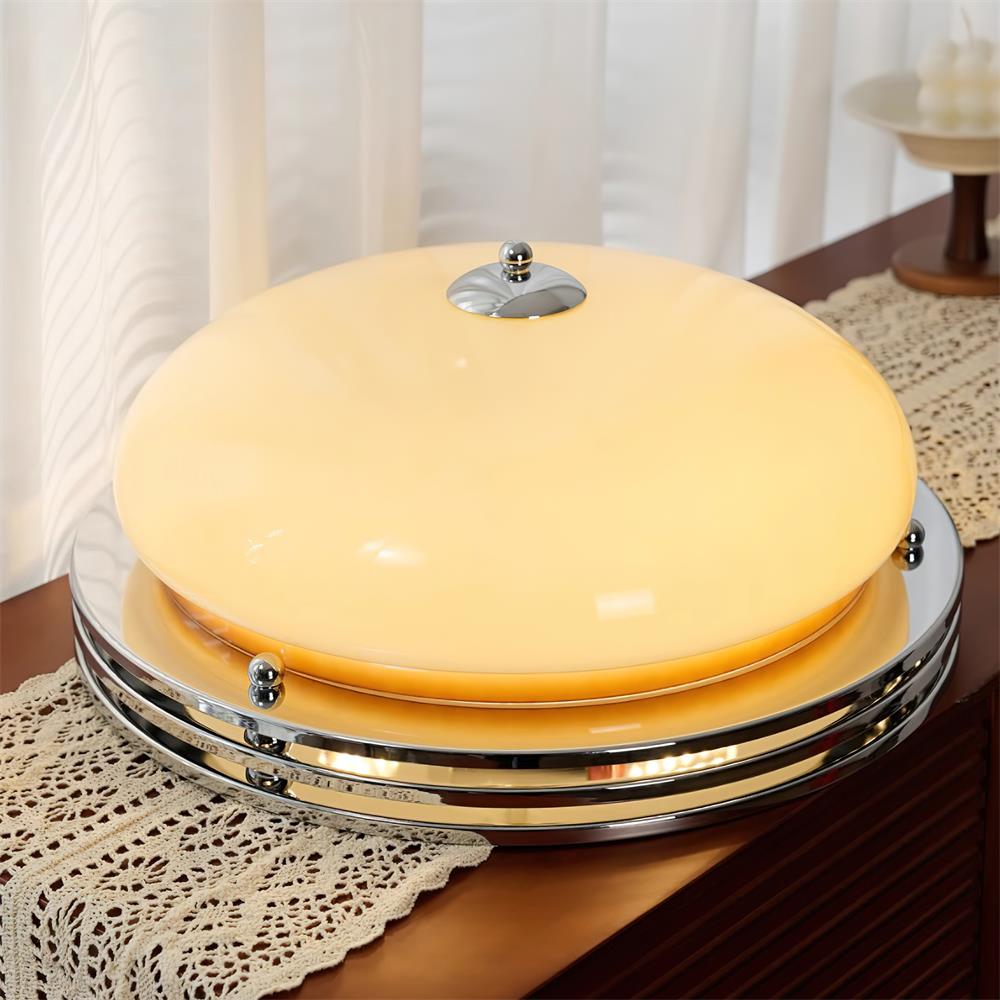 Ceiling Light Metal Canopy and Glass Shade Classic Round Modern - Neutralighting