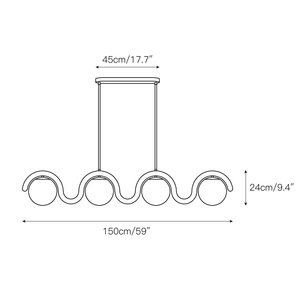 Uveta Linear Chandelier Red&Silver