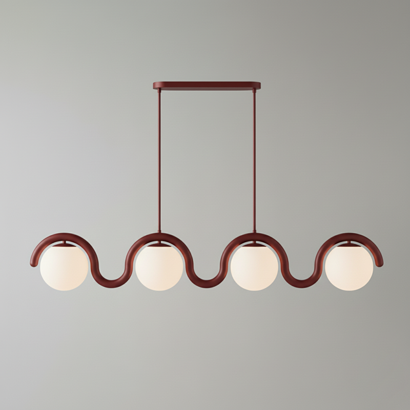 Uveta Linear Chandelier Red&Silver