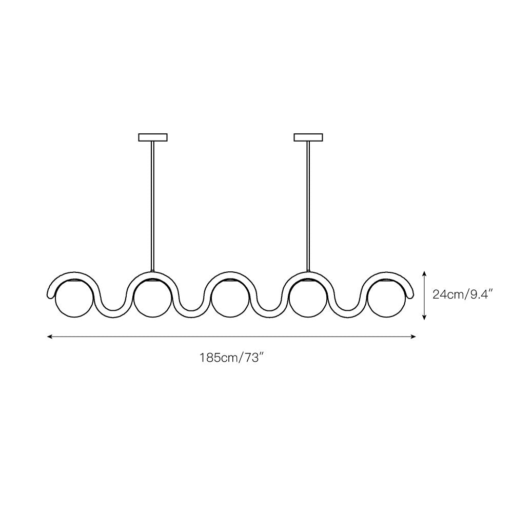 Uveta Linear Chandelier Red&Silver